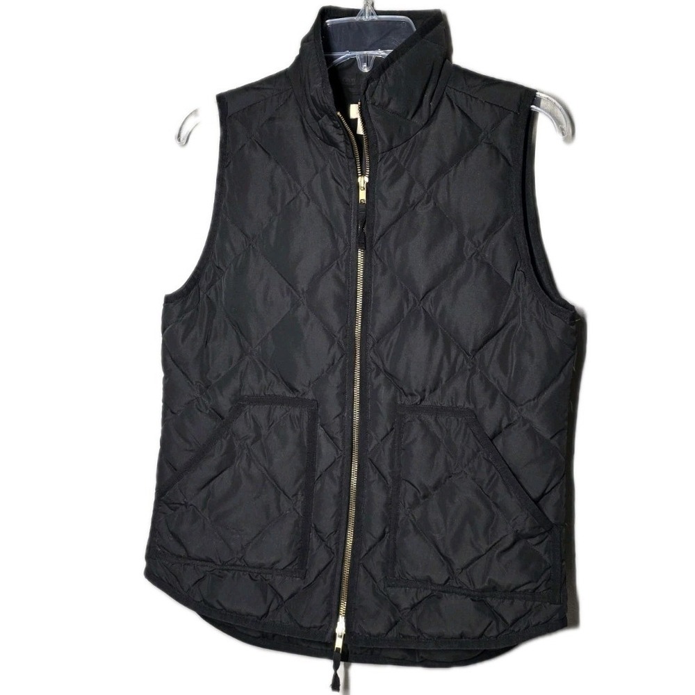 J.Crew Quilted Puffer Vest Womens XSmall  Black Sleeveless Down Fall Athleisure